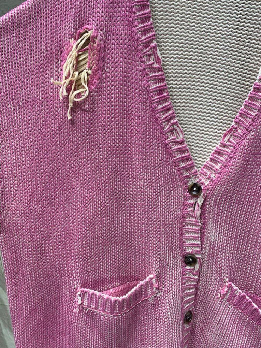 R13 NWOT Pink Jumbo Distressed Cardigan XS - Picture 7 of 16